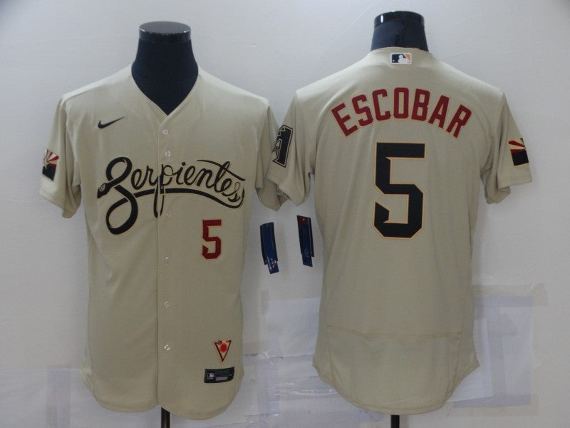 Men's Arizona Diamondbacks Eduardo Escobar #5 Beige Baseball Jersey